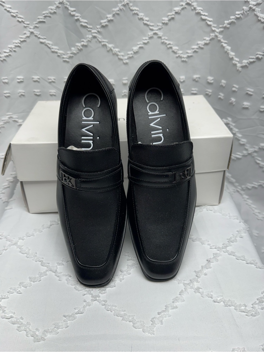 Calvin Klein Men's Jameson Slip-on Dress Shoes - Black Leather Loafers - Picture 2 of 5
